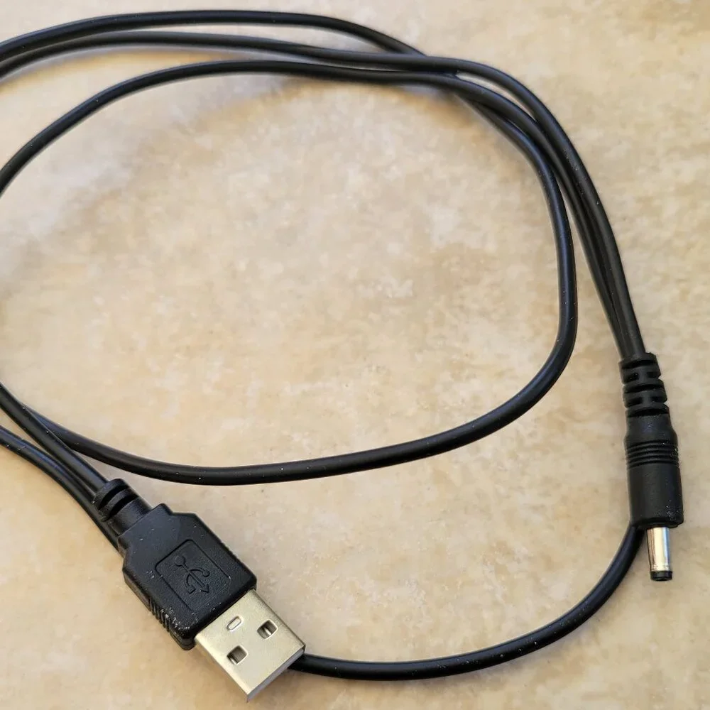 USB to DC Barrel Jack Power Cable - 5V DC Charging Cord